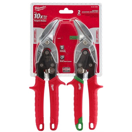 Milwaukee Tool MilwaukeeÂ® 2-Piece Offset Aviation Forged Blade Snip L/R Set 48-22-4523